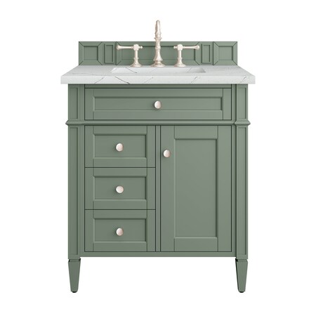 James Martin Vanities Brittany 30in Single Vanity, Smokey Celadon w/ 3 CM Ethereal Noctis Top 650-V30-SC-3ENC